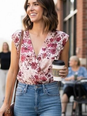 Intimately Free People Women's Body Suit Sz M There She Goes Floral Backless